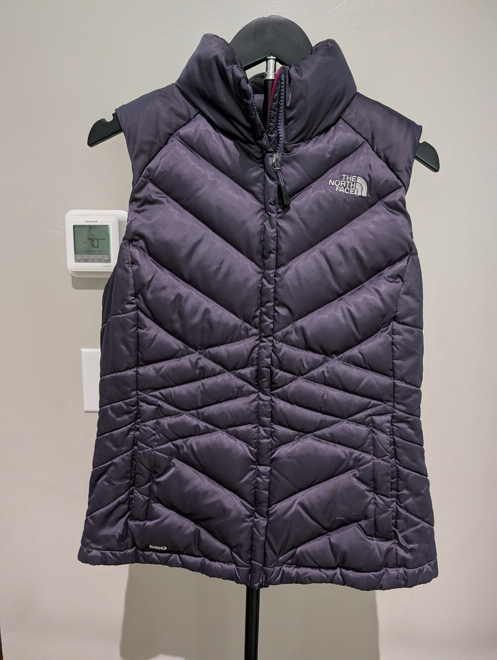 The North Face Purple Quilted Puffer Vest with Pink Lining